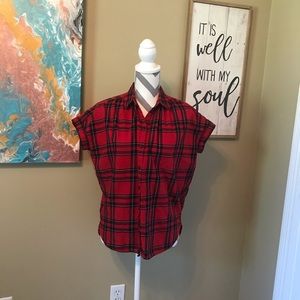 Madewell Red Plaid Top